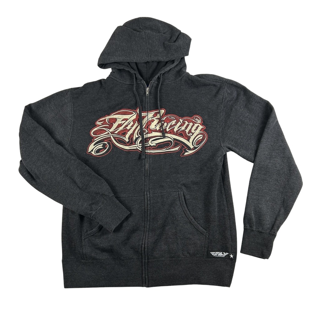 Fly Racing Hoodie‎ Mens Large Full Zip Graphic Motocross Racing Sweatshirt